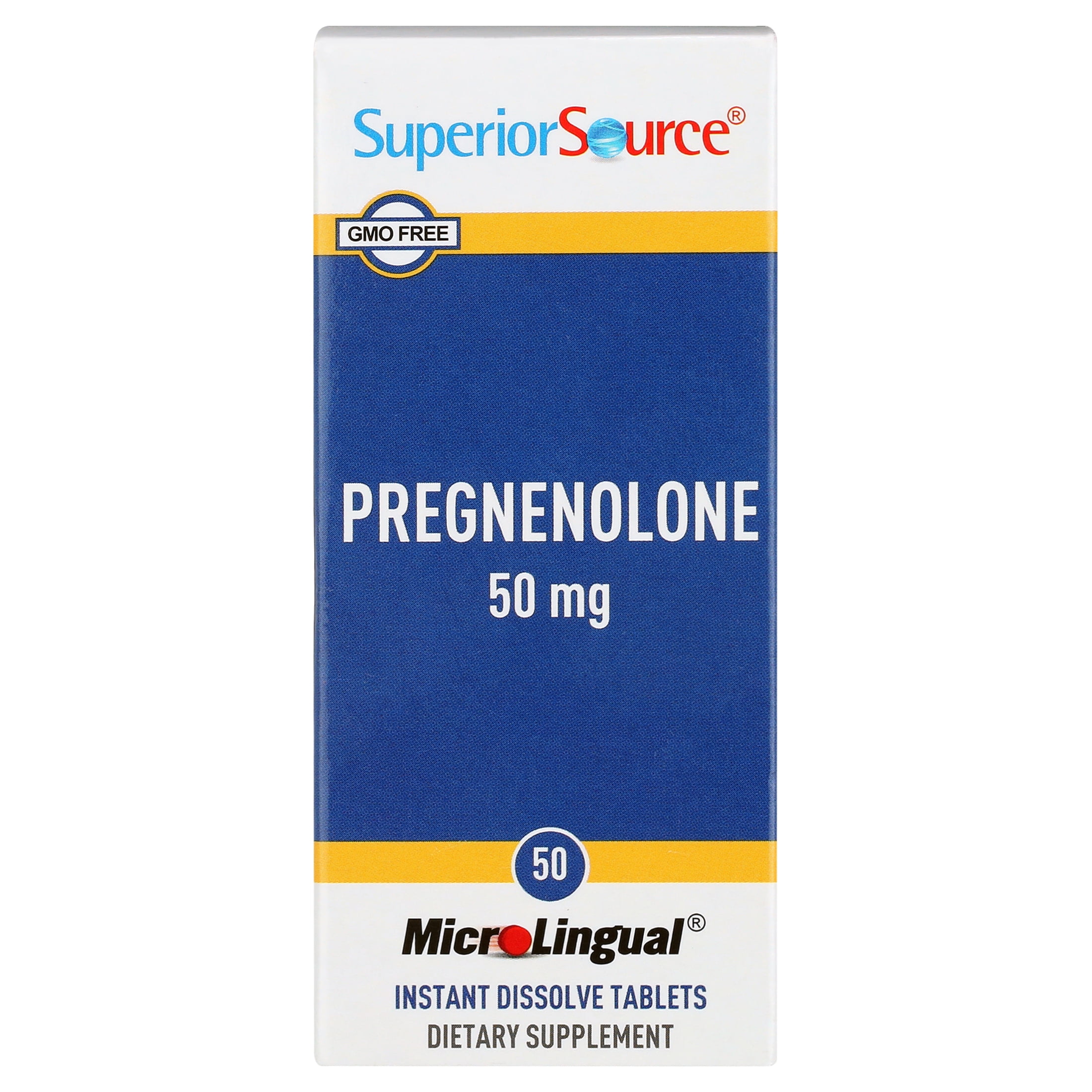 Superior Source Pregnenolone 50 mg, Under The Tongue Quick Dissolve Sublingual Tablets, 50 Count