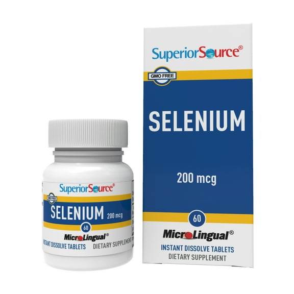Superior Source Selenium 200 mcg - Immune Health Support Supplement - Selenomethionine Tablets Aid Thyroid Gland Function - Supplement Supports Recycling of Vitamin E - 60 Instant Dissolve Tablets