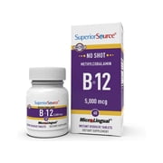Superior Source No Shot Vitamin B12 Methylcobalamin 5,000 mcg, Quick Dissolve MicroLingual Tablets, 60 Count, Active Form of B12, Supports Energy Production, Nervous System Support, Non-GMO