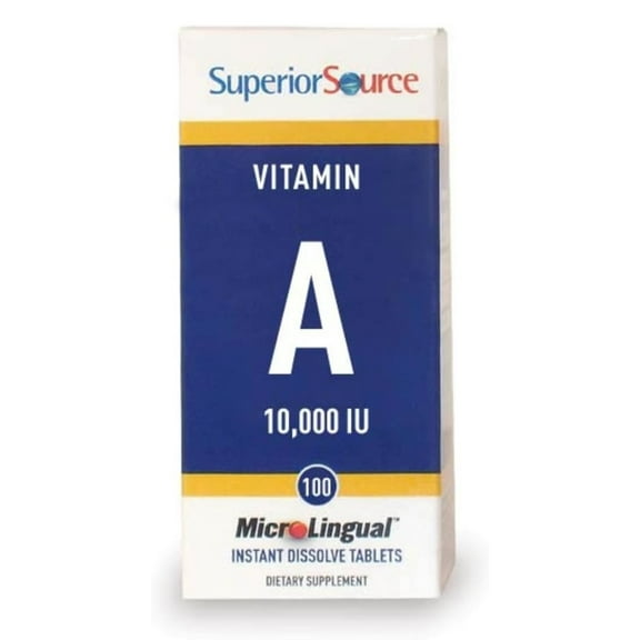 Superior Source Vitamin A 10,000 IU - Eye Care Supplement - Also Supports Immune, Skin & Bone Health - Non-GMO & Gluten-Free - 100 MicroLingual Tablets