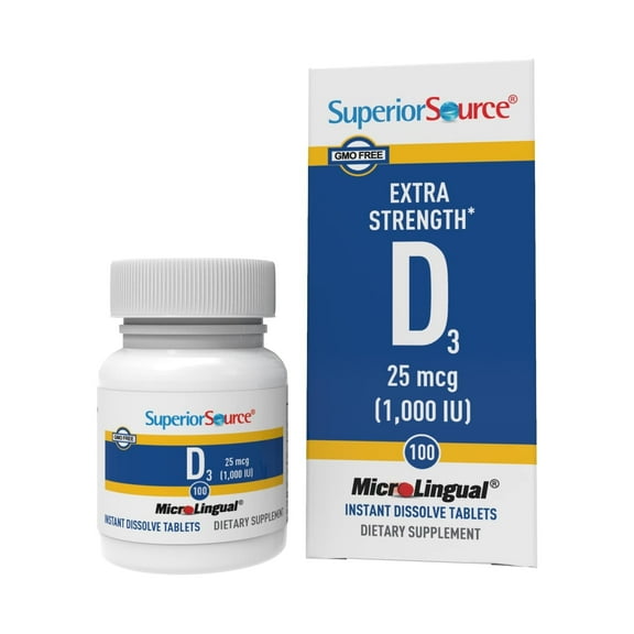 Superior Source Vitamin D3 1000 IU - Offers Immune System, Brain & Nervous System Support - Aids Calcium Absorption for Teeth & Bone Health - Bariatric Friendly - 100 Sublingual Dissolving Tablets