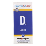 Superior Source Vitamin D3 400 IU - Offers Immune System, Brain & Nervous System Support - Aids Calcium Absorption for Teeth & Bone Health - Bariatric Friendly - 100 Sublingual Dissolving Tablets