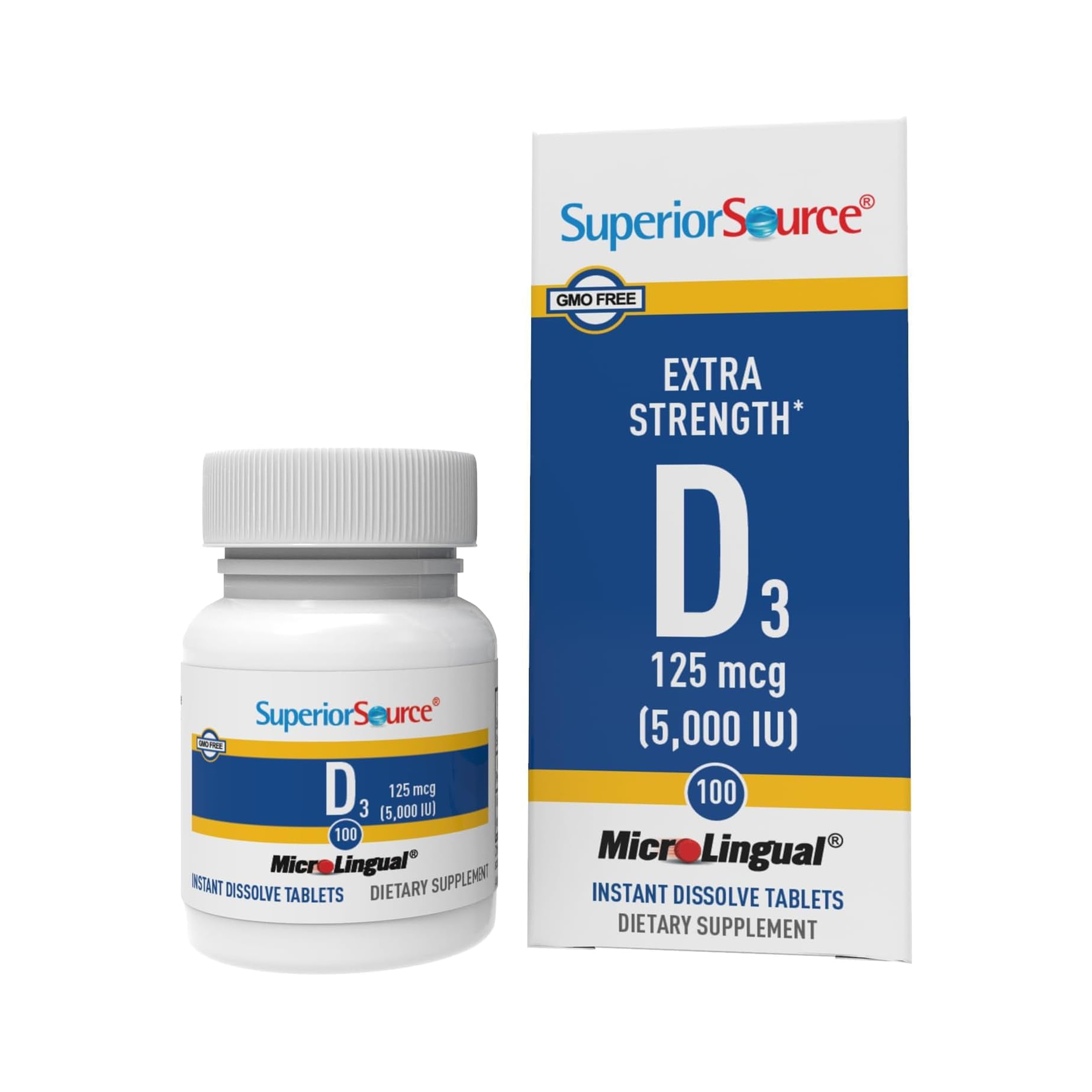 Superior Source Vitamin D3 5000 IU - Offers Immune System, Brain & Nervous System Support - Aids Calcium Absorption for Teeth & Bone Health - Bariatric Friendly - 100 Sublingual Dissolving Tablets