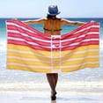 thumbnail image 1 of Superior Striped Cotton Large Oversized Beach Towel, 34" x 68", Warm, Red/ Yellow, 1 of 12