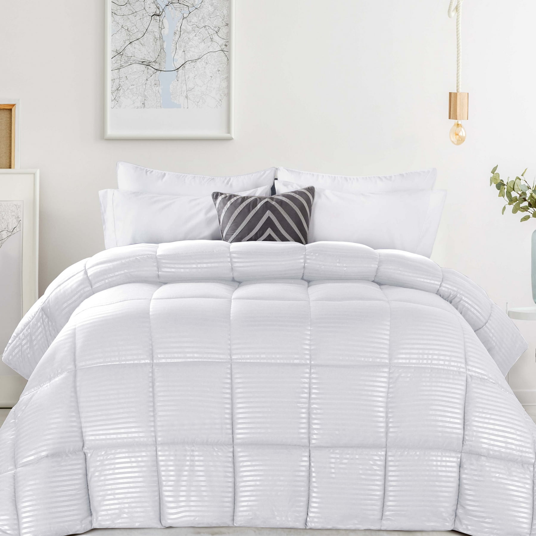 Superior Striped Down Alternative Comforter, Twin XL, White