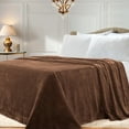 thumbnail image 1 of Superior Super Soft Plush Fleece Blanket 90" x 90", Bed & Couch Blankets, Full/Queen, Chocolate, 1 of 10