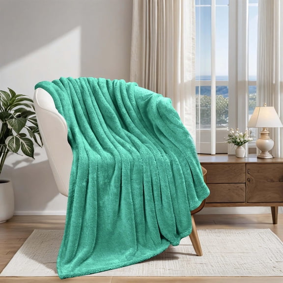Superior Super Soft Plush Fleece Blanket 50" x 60", Bed & Couch Blankets, Throw, Turquoise
