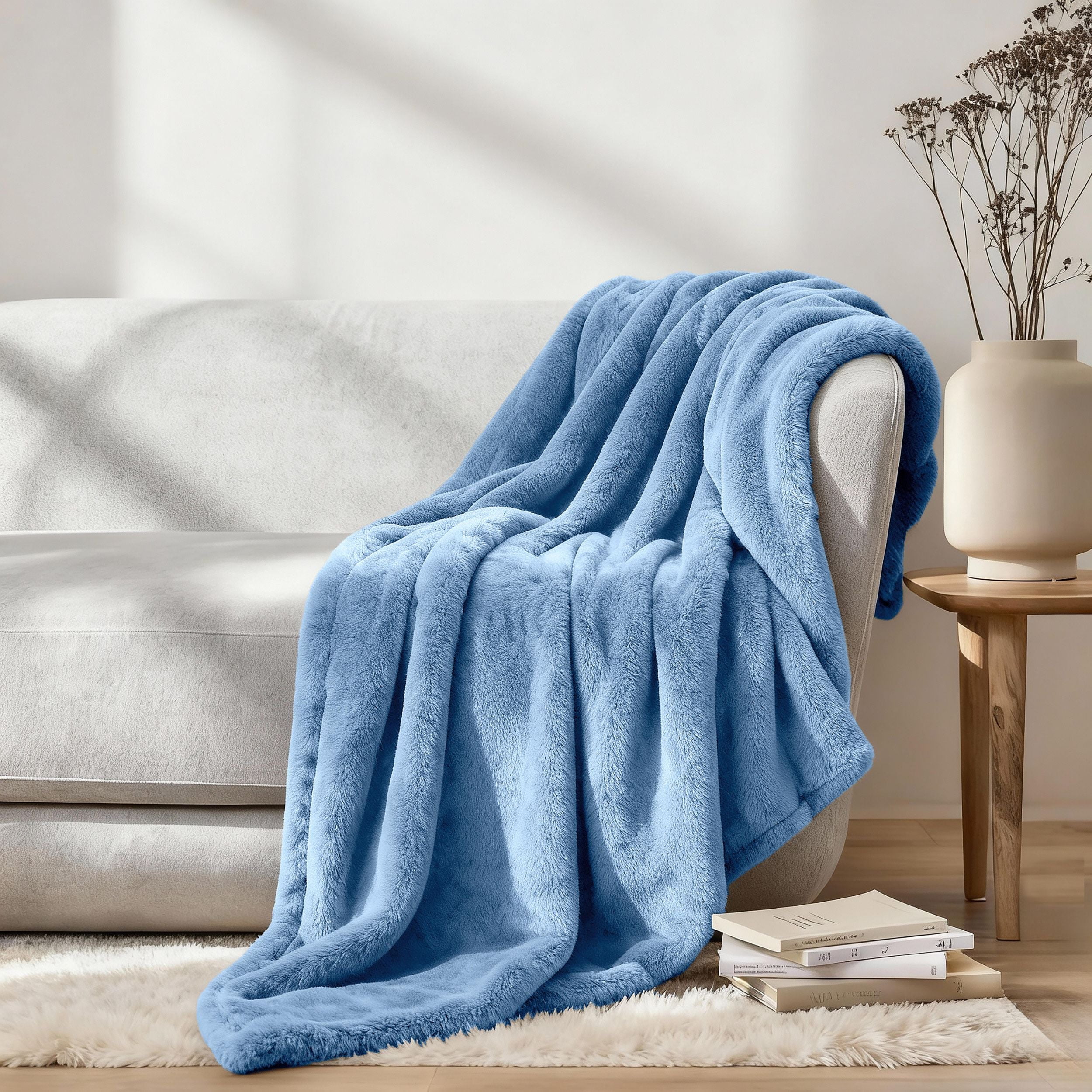 Superior Super Soft Plush Fleece Blanket 50" x 70", Bed & Couch Blankets, Throw XL, Blue