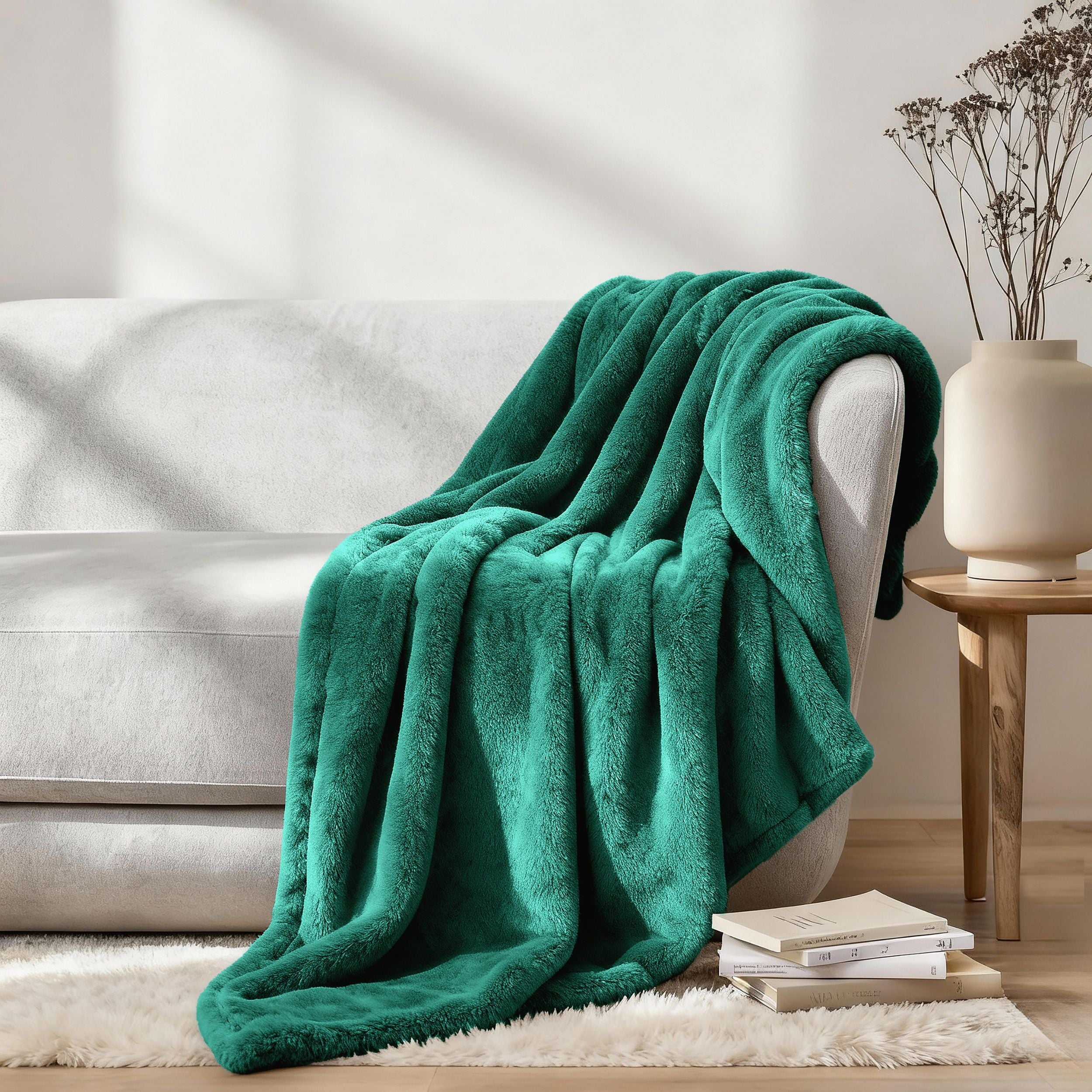 Superior Super Soft Plush Fleece Blanket 50" x 70", Bed & Couch Blankets, Throw XL, Evergreen