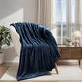 thumbnail image 1 of Superior Super Soft Plush Fleece Blanket 66" x 90", Bed & Couch Blankets, Twin, Navy Blue, 1 of 10