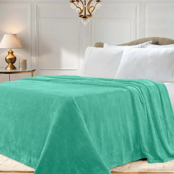 Superior Super Soft Plush Fleece Blanket 66" x 90", Bed & Couch Blankets, Twin, Turquoise