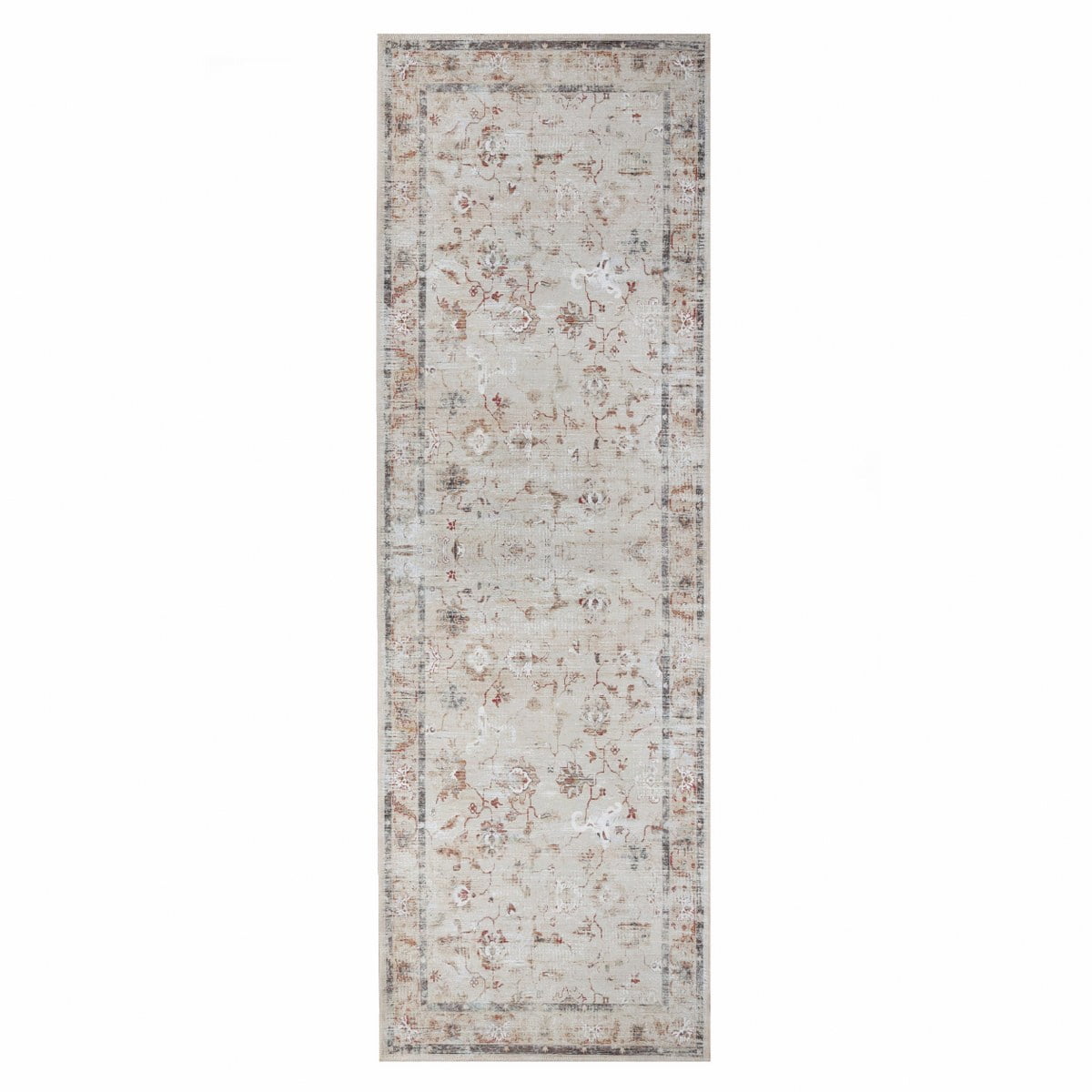 Superior Swan Floral Non-Slip Washable Indoor Runner Rug, 2' 7