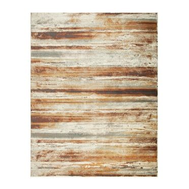 Superior Taia Striped Damask Indoor Area Rug, 5' x 8', Cream/ Rust