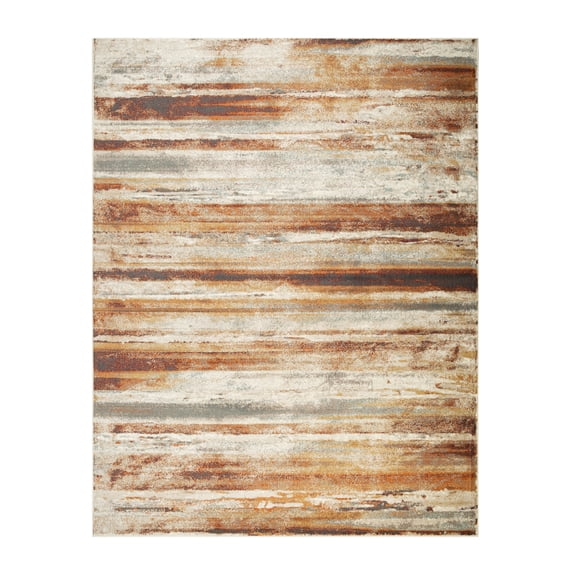 Superior Taia Striped Damask Indoor Area Rug, 8' x 10', Cream/ Rust