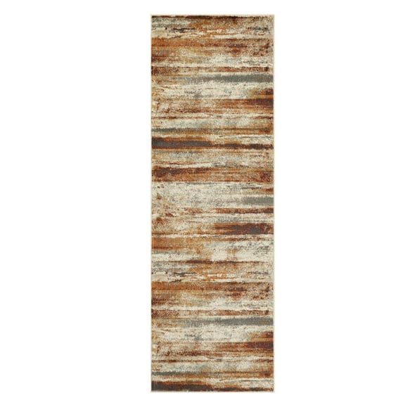 Superior Taia Striped Damask Indoor Runner Rug, 2' 7" x 8', Cream/ Rust