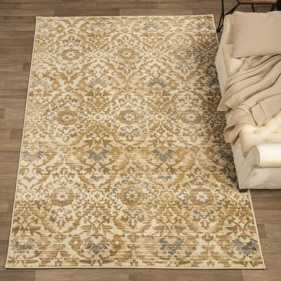 Superior Tamara 4' x 6' Indoor Area Rug, Floral Diamond Rugs for Living Room Bedroom, Sage