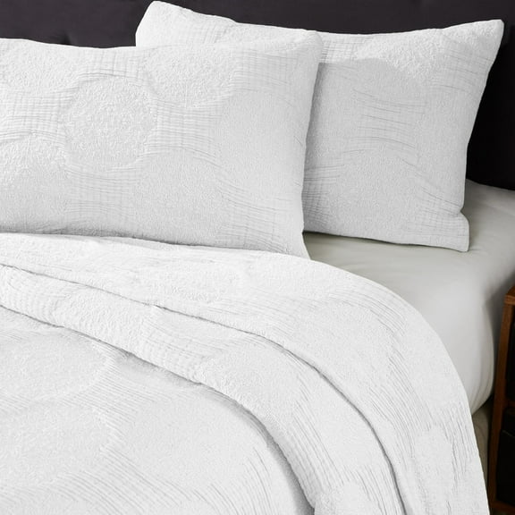 Superior Tanta Cotton Woven Coverlet, Queen, White
