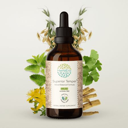 HerbEra Superior Temper Extract, Dietary Supplement Herbal Formula, Made from Ashwagandha Root, St. John's Wort Herb, Ginkgo Biloba Leaf, Lemon Balm Leaf 4 oz