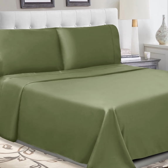 Superior Tierney Cotton Percale Deep Pocket Sheet Set, Full, Sage