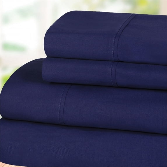 Superior Tierney Cotton Percale Deep Pocket Sheet Set, Twin, Crown Blue