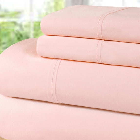 Superior Tierney Cotton Percale Deep Pocket Sheet Set, Twin XL, Blush