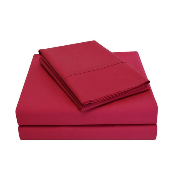 Superior Tierney Cotton Percale Deep Pocket Sheet Set, Twin XL, Burgundy