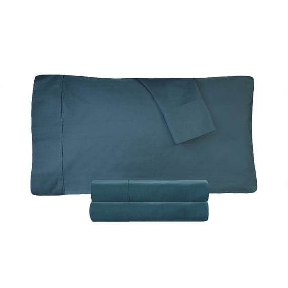 Superior Tierney Cotton Percale Pillowcase Set, Standard, Navy Blue