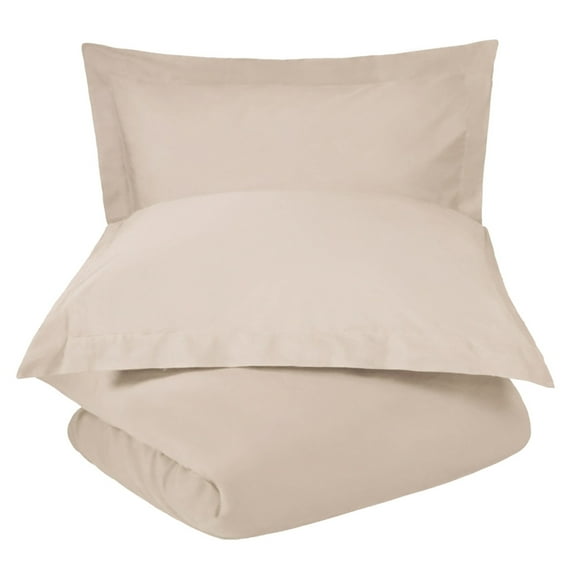 Superior Tierney Cotton Percale Solid Duvet Cover Set, King/California King, Tan