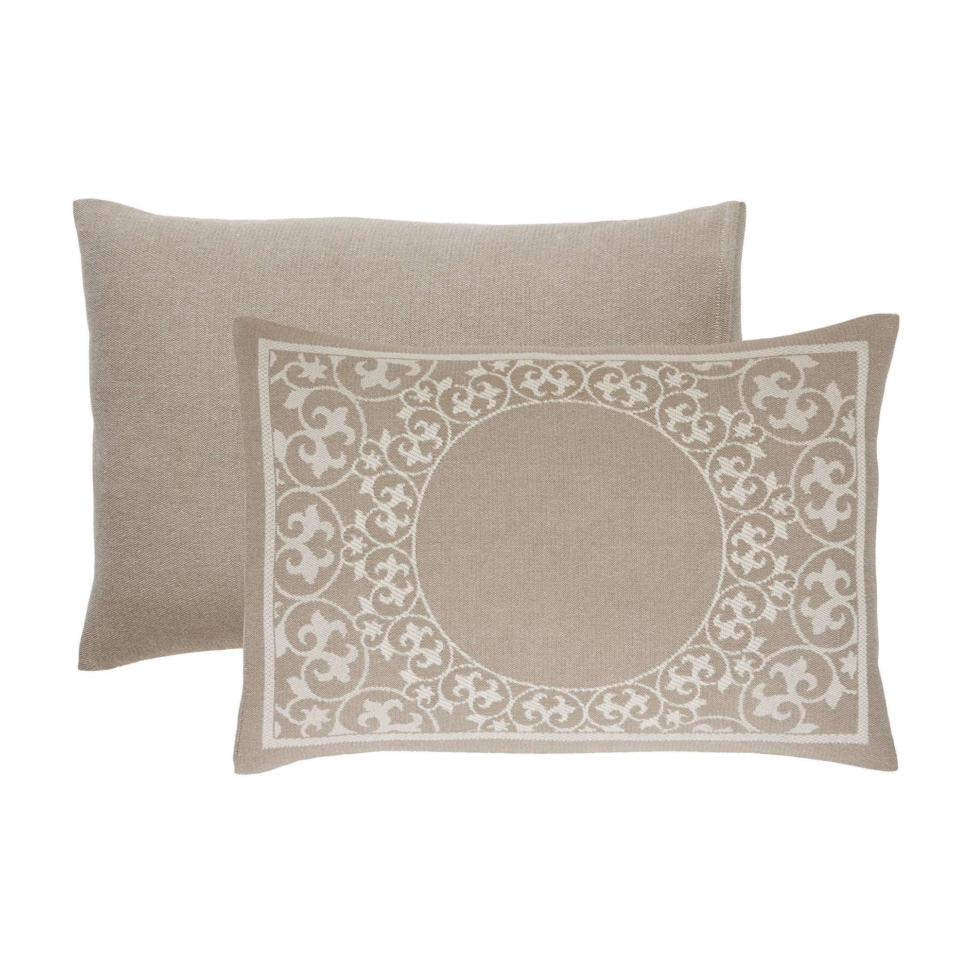 Taupe Queen Reversible Cotton Blend Jacquard Bedspread Set