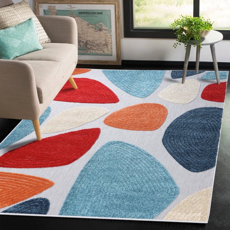 Superior Tulip Modern Geometric Indoor Outdoor Area Rug, 10' x 14', Multicolor