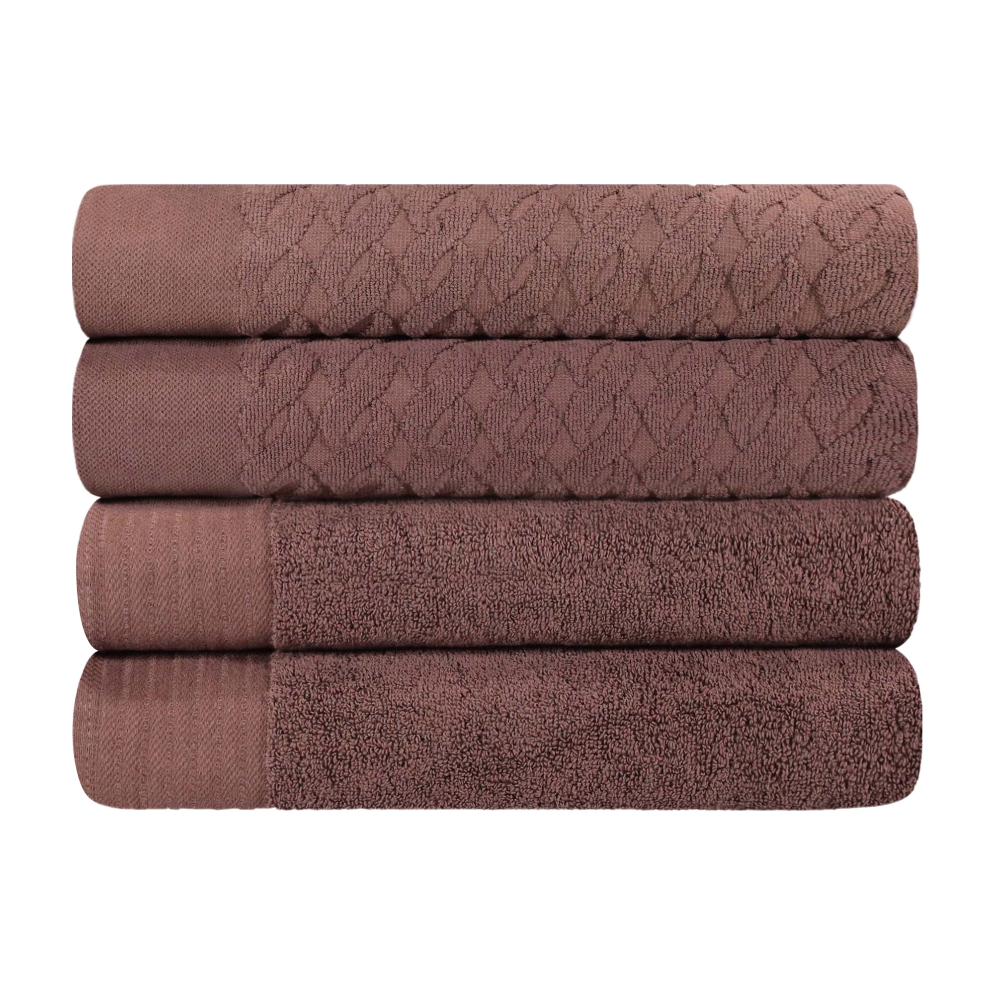 Chocolate Turkish Cotton Jacquard 4-Piece Bath Towel Set