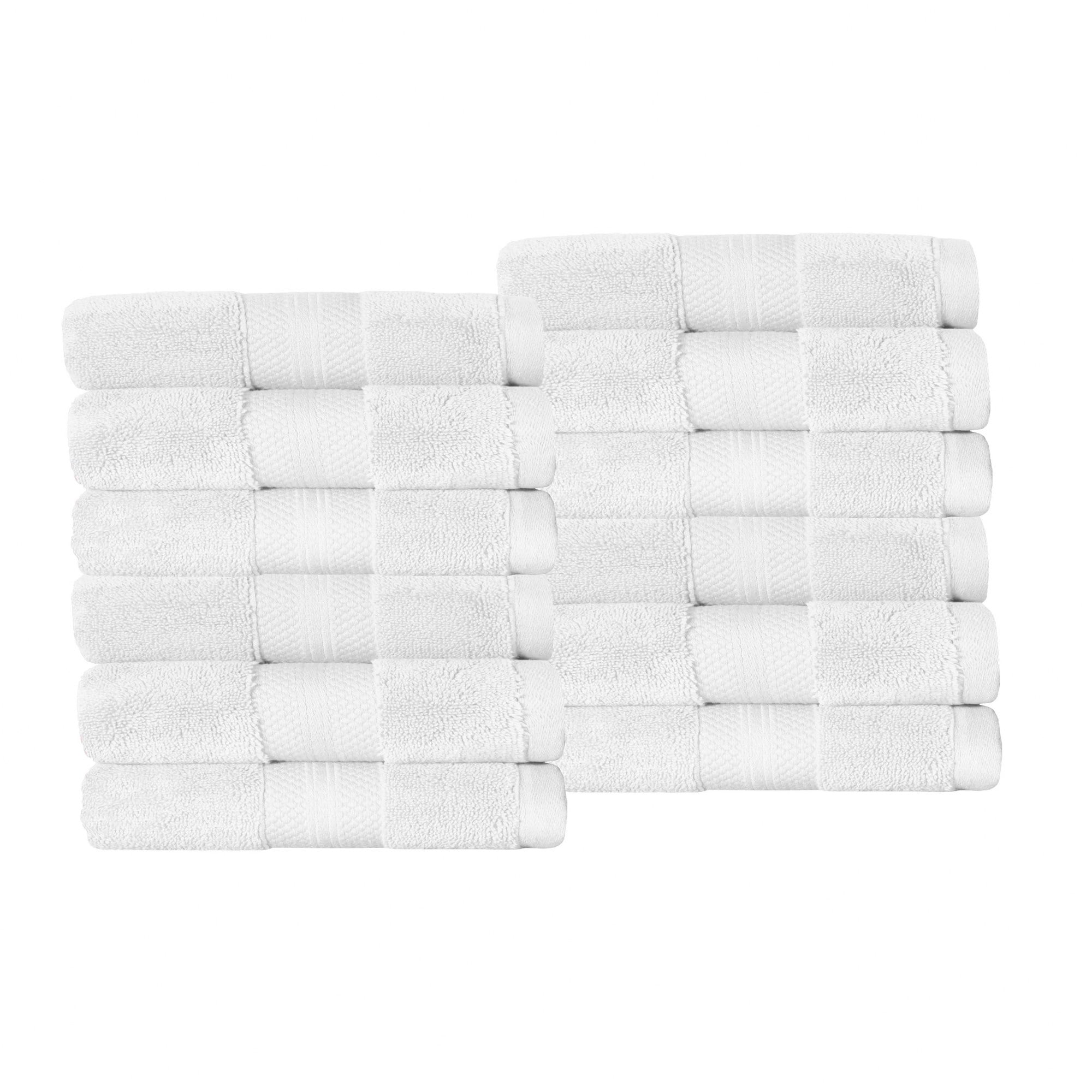 Superior Turkish Cotton Solid Plush 12Piece White Face Towel Set