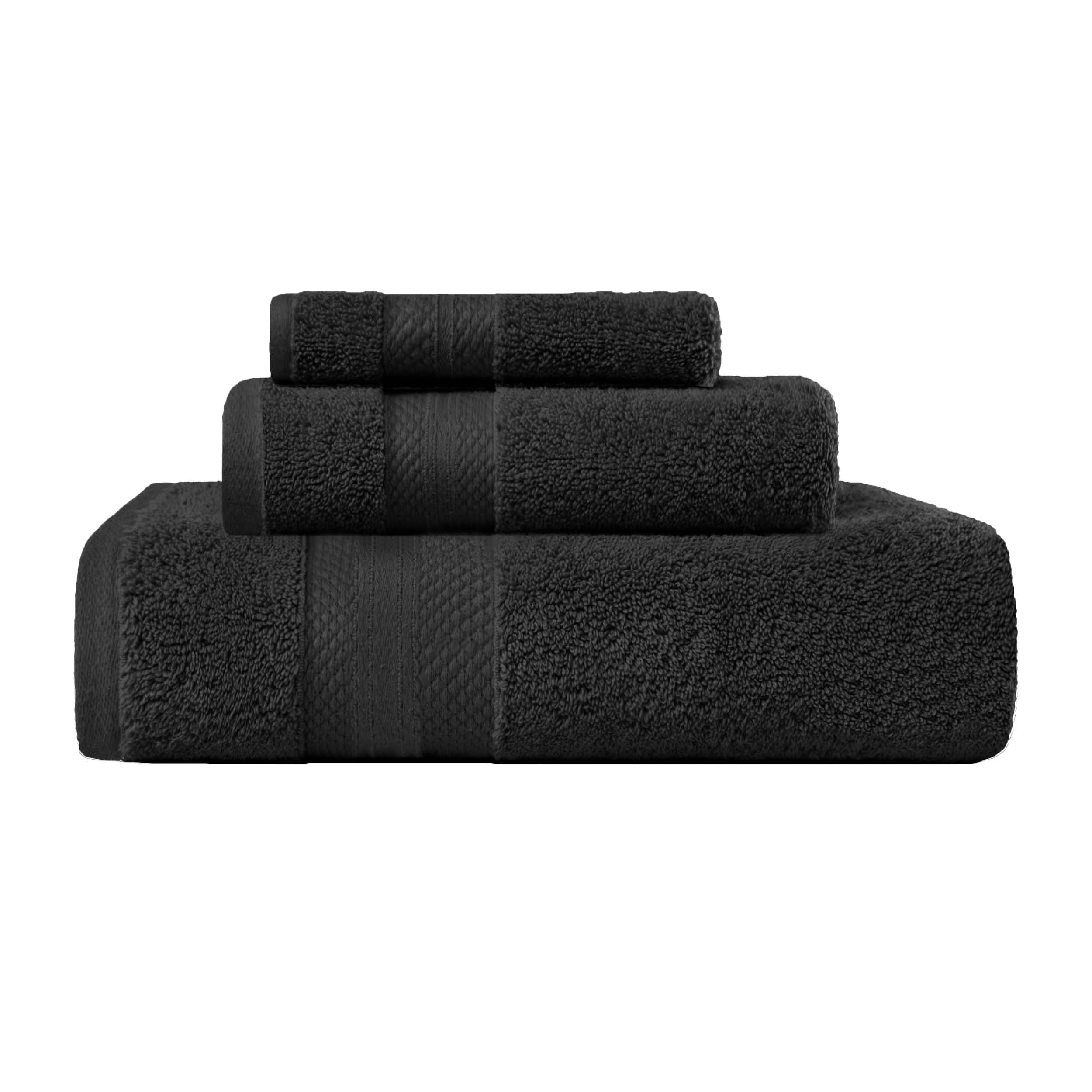 Superior Turkish Cotton Solid Plush 3Piece Black Towel Set