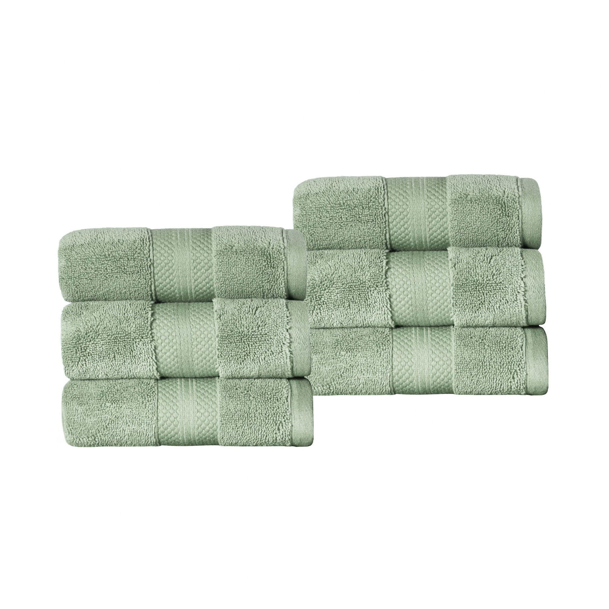Superior Turkish Cotton Solid Plush 6 Piece Olive Green Hand Towel Set
