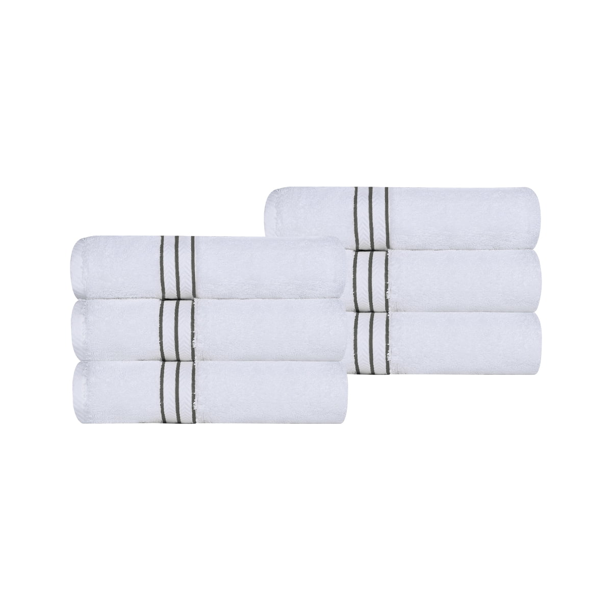 Superior Turkish Cotton Ultra-Plush 6-Piece Charcoal Hand Towel Set