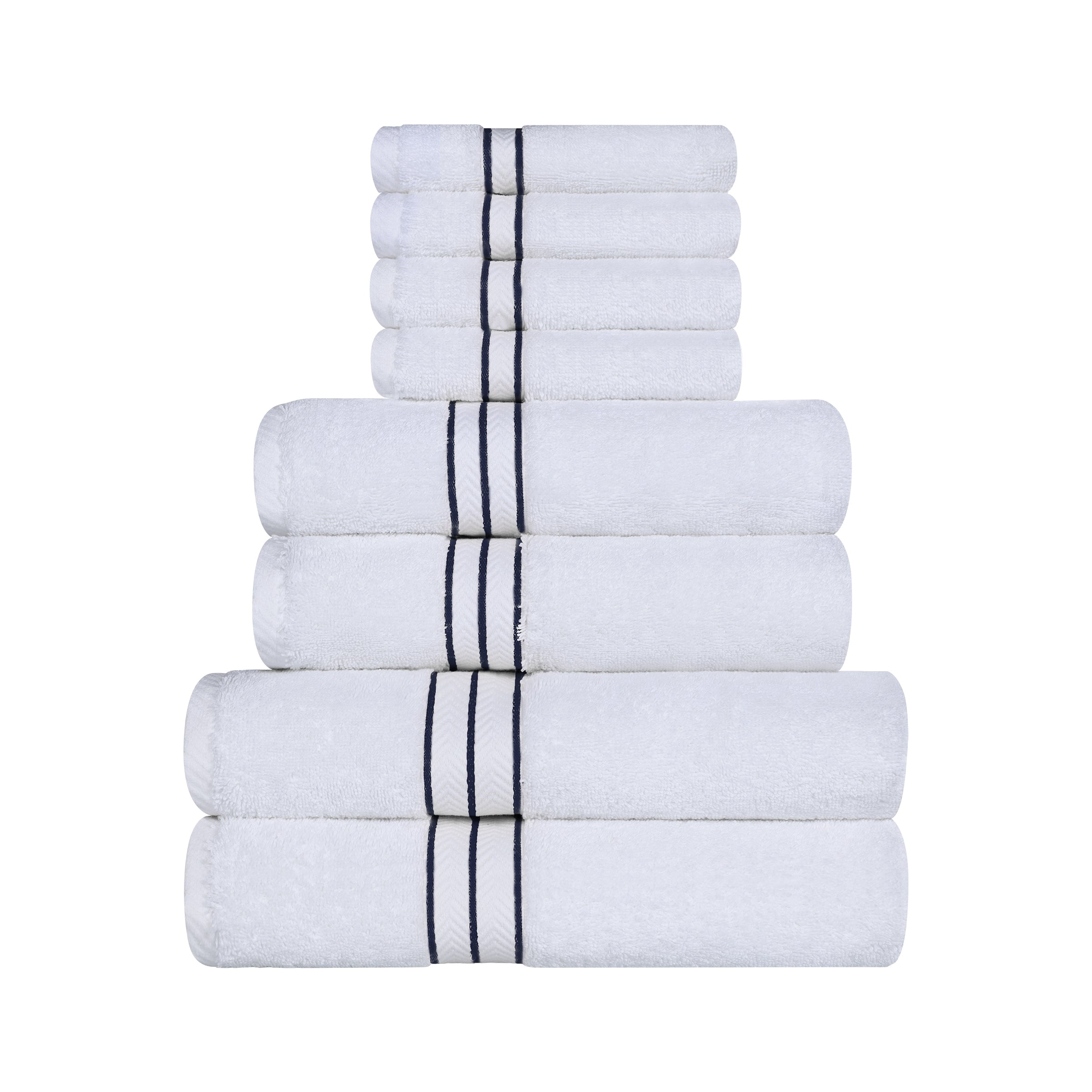 Superior Turkish Cotton Ultra-Plush 8-Piece Towel Set Navy Blue