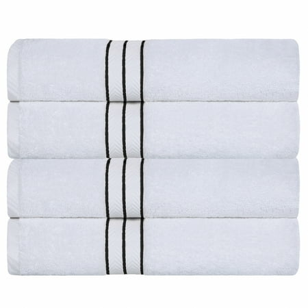 Superior Turkish Cotton Ultra-Plush Bath Towel Set of 4, Black