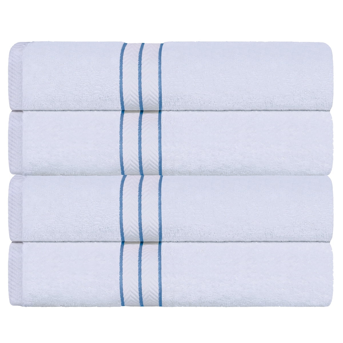 Superior Turkish Cotton Ultra-Plush Bath Towel Set of 4, Light Blue