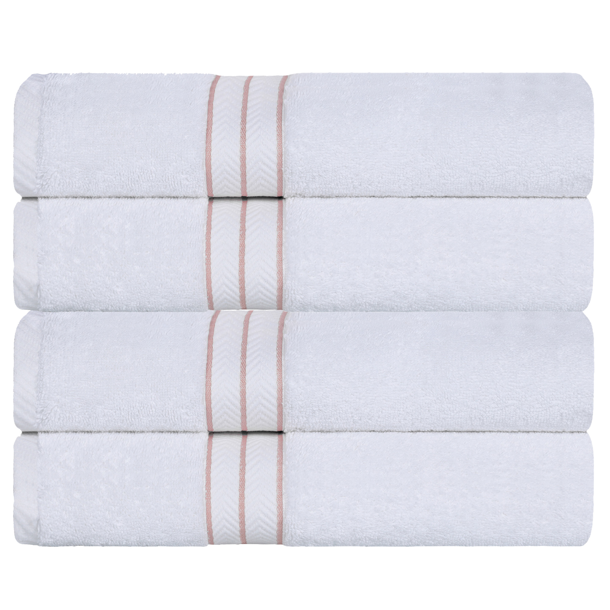 Superior Turkish Cotton UltraPlush Bath Towel Set of 4, Tea Rose