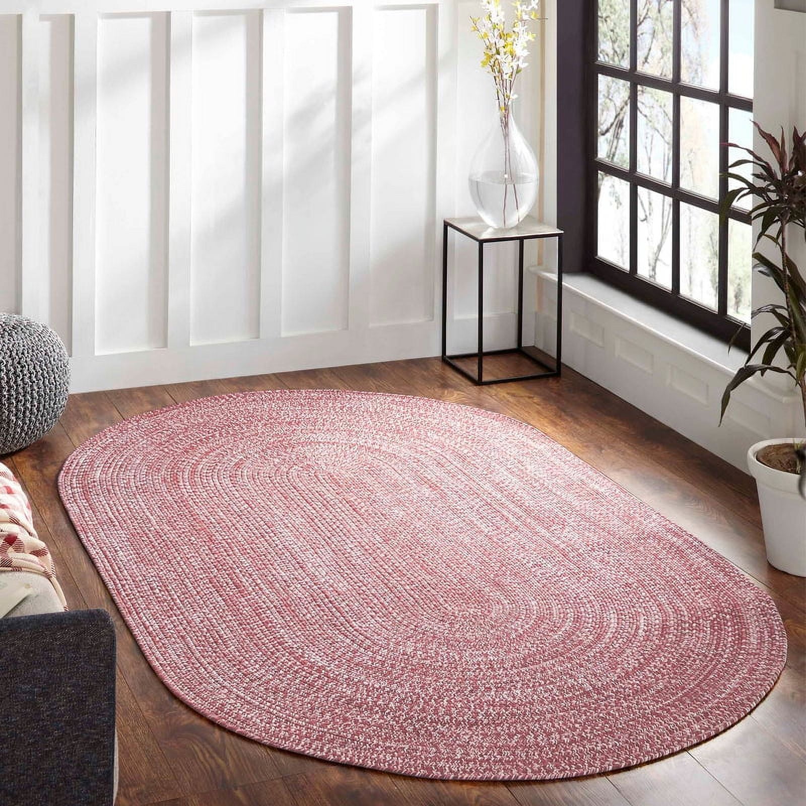 Superior Two-Toned Braided Indoor/ Outdoor Area Rug, Brick/ White, 6' x 9'