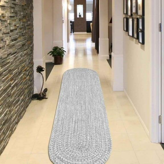 Superior Two-Toned Braided Indoor/ Outdoor Area Rug, Canvas/ White, 2' x 8'