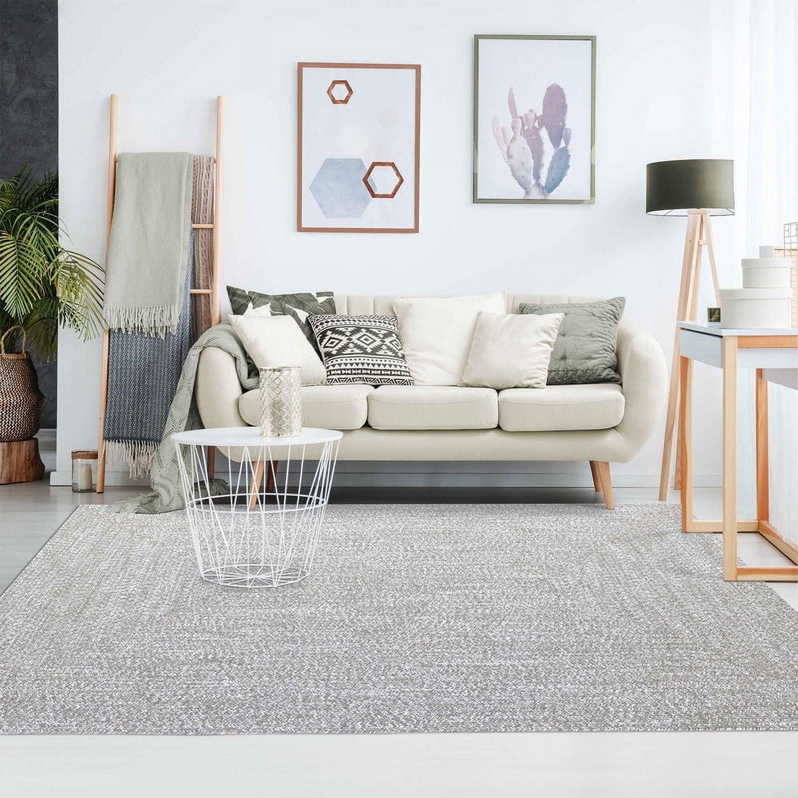 Superior Two-Toned Braided Indoor/ Outdoor Area Rug, Canvas/ White, 3' x 5'