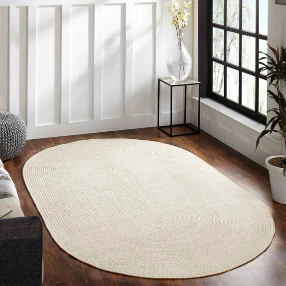 Superior Two-Toned Braided Indoor/ Outdoor Area Rug, Cream/ White, 8' x 10'
