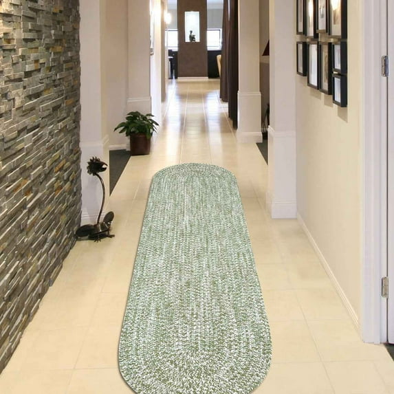 Superior Two-Toned Braided Indoor/ Outdoor Area Rug, Green/ White, 2' x 8'