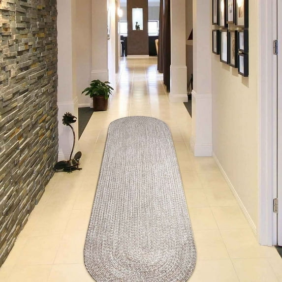 Superior Two-Toned Braided Indoor/ Outdoor Area Rug, Latte/ White, 2' x 8'