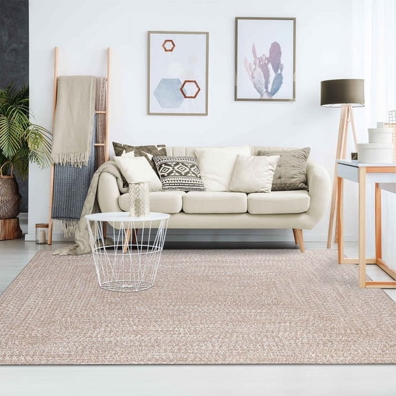 Superior Two-Toned Braided Indoor/ Outdoor Area Rug, Latte/ White, 4' x 6'