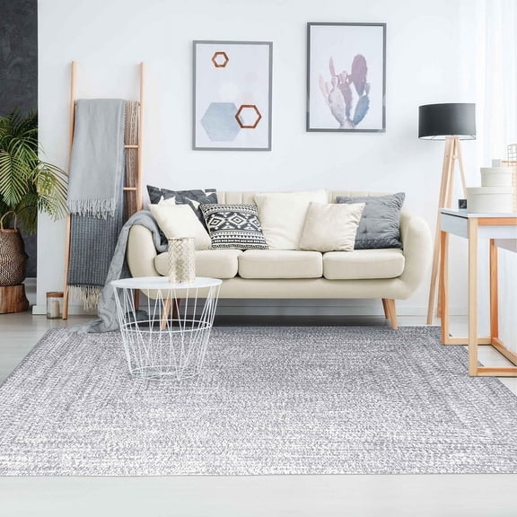 Superior Two-Toned Braided Indoor/ Outdoor Area Rug, Slate/ White, 3' x 5'