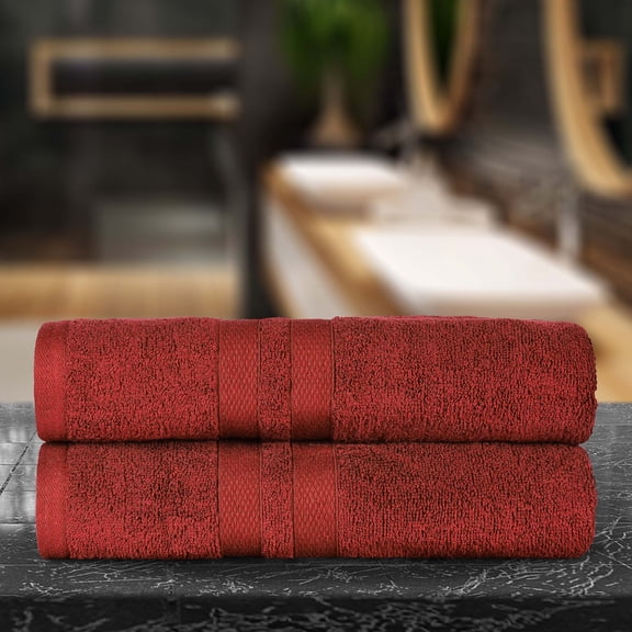 Superior Ultra-Soft Cotton Solid Bath Sheets, Set of 2, Maroon