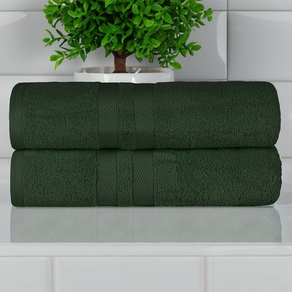 Superior Ultra Soft Cotton Solid 2-Piece Bath Towel Sets, Forest Green