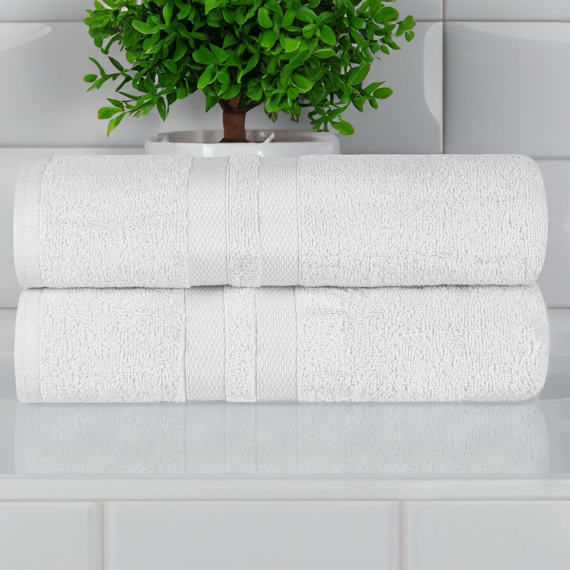Superior Ultra Soft Cotton Solid 2-Piece Bath Towel Sets, Silver